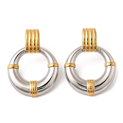 Золотой & Цвет Нержавеющей Стали 304 из нержавеющей стали серьги, кольцо, золотые и нержавеющая сталь цвет, 43.5x32.5 мм