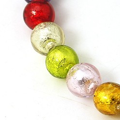Разноцветный Стеклянные бусины, с фольгой внутри, ручная работа , круглые, красочный, 10 мм, отверстие : 2 мм