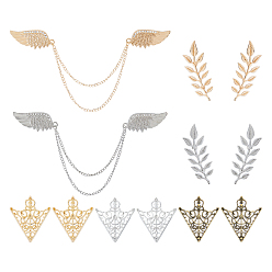 (52) Непрозрачная лаванда Броши из сплавов и железа, со стразами, крыло, с 5парами застежек для значков из сплава, лист и треугольник, разноцветные, 38~215 мм