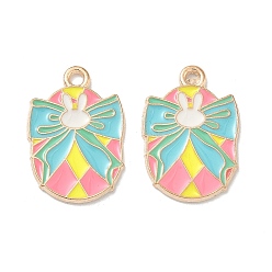 Bowknot Пасхальные подвески из эмали, золотой свет, бантом, 20.5x14.5x1 мм, отверстие : 1.6 мм