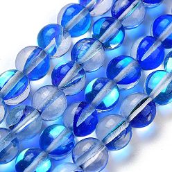 Озёрно--синий Прозрачные стеклянные бусины, круглые, Плут синий, 8 мм, отверстие : 1 мм, около 45 шт / нитка, 13.98'' (35.5 см)