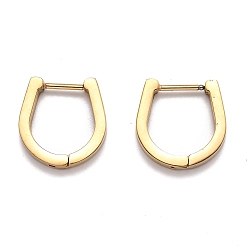 Doré  304 Huggie inoxydable en acier boucles d'oreilles, fer à cheval, or, 15x14.5x3mm, pin: 1 mm