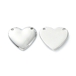 Stainless Steel Color Non-Tarnish 304 Stainless Steel Pendants, Heart Charms, Stainless Steel Color, 17x20x3mm, Hole: 1.5mm