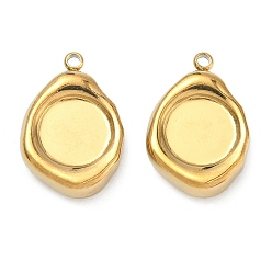 Плоский Круглый 304 Настройки кабошон из нержавеющей стали кулон, ионное покрытие (ip), плоско-круглые, 21x15x5 мм, отверстие : 1.6 мм, Размер лотка: 10 мм