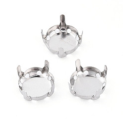 Нержавеющая Сталь Цвет 201 нержавеющая сталь для пришивания зубцов, настройки когтей для стразов с плоской обратной стороной, плоско-круглые, цвет нержавеющей стали, пригодный для стразов 11 мм, 11x6.5 мм, отверстие : 1.2 мм