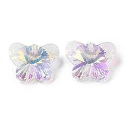 Желтый Прозрачные стеклянные подвески, вернуть точку, граненые, бабочки прелести, желтые, 11.5x14.5x6.5 мм, отверстие : 1.5 мм