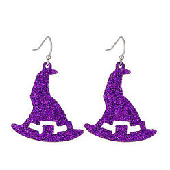 Hat Серьги-подвески из акрилового сплава на Хэллоуин, платина, шляпа, 43x30 мм