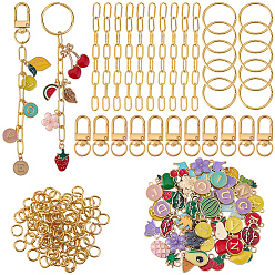 (52) Непрозрачная лаванда Наборы для изготовления ключей своими руками, в том числе железные кольца для ключей, латунные кольца прыжок открыт, сплавные поворотные застежки и подвеска, разноцветные, 32.5x13x5.5 мм