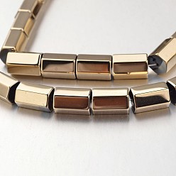 (252) Цвет внутри: морской / фиолетовый на подкладке Гальванизировать немагнитных синтетический гематит нитей бисера, граненые, колонка, античная бронза покрытие, 13x8 мм, отверстие : 1 мм, около 31 шт / нитка, 15.7 дюйм