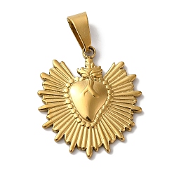 Золотой Вакуумное покрытие pvd 304 подвески из нержавеющей стали, сердце прелести, золотые, 29.5x26.5x3 мм, отверстие : 9x5 мм