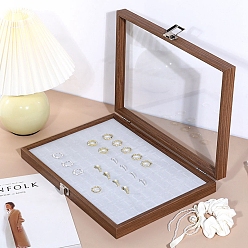 Others Bamboo & Velet Jewelry Storage Box, Rectangle, for Rings, 35x24x5cm