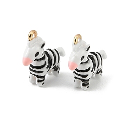 Золотой Подвески из эмали и сплава, подвески с зебрами, долговечный, стойки покрытие, золотые, 17x18x5.5 мм, отверстие : 1.2 мм
