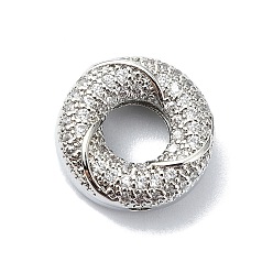 Платина Покрытие стойки латунь микропаве прозрачные кубические циркониевые бусины, долговечный, без свинца и без кадмия, плоско-круглые, платина, 14.5x5 мм, отверстие : 1.6 мм