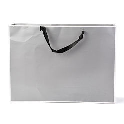Серебро Прямоугольные бумажные пакеты, с ручками, для подарочных пакетов и сумок, серебряные, 35x48x0.6 см