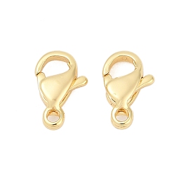 Настоящее золото 18K Карабин-лобстеры, латунные, без кадмия, без никеля и без свинца, реальный 18 k позолоченный, 9x6x3 мм, отверстие : 1.2 мм