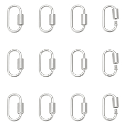 Платина 12шт. подвески-замки с винтовым карабином из сплава, овальные, платина, 25x13x2 мм