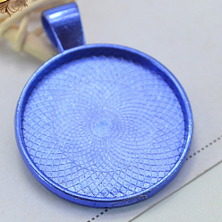 Васильковый Электрофорез настройки кабошон Сплав, плоско-круглые, васильковый, лоток : 25 мм, 35.5x27.5x5.5 мм, отверстие : 4.5x6 мм