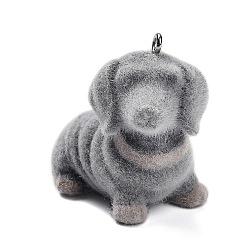 Собака Подвески из непрозрачной смолы, с платиновыми тоновыми железными петлями, такса, 33.5x40x23 мм, отверстие : 2 мм