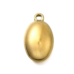 Настоящее золото 18K 304 прелести нержавеющей стали, овальные, ионное покрытие (ip), реальный 18 k позолоченный, 14x8x2.5 мм, отверстие : 1.4 мм
