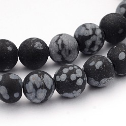 Snowflake Obsidian Natural Snowflake Obsidian Gemstone Beads, Frosted, Round, 6mm, Hole: 1mm, about 59pcs/strand, 14.5 inch