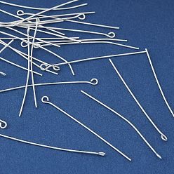 Серебро Латунные булавки, без свинца, без кадмии и без никеля, серебряные, 44x3x1 мм, отверстие : 1.6 мм, 1 датчик