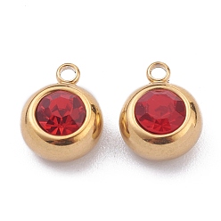 Гиацинт 201 из нержавеющей стали амулеты горный хрусталь, очарование камня, плоско-круглые, золотые, гиацинт, 13x10x6 мм, отверстие : 1.8 мм