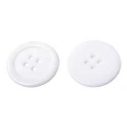 White 4-Hole Plastic Buttons, Flat Round, White, 22x2mm, Hole: 2mm