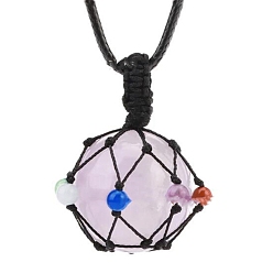 Amethyst Natural Amethyst Pendants Necklaces, Round, 30.71 inch(78cm)