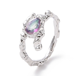 Разноцветный Каплевидное кольцо из кубического циркония, Женское кольцо-солитер из латуни с платиновым покрытием, красочный, размер США 6 1/2 (16.9 мм)