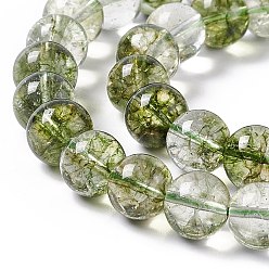 Olive Terne K9 brin de perles de quartz lodolite vert imitation verre/quartz de jardin, ronde, vert olive, 8~8.5mm, Trou: 0.7mm, Environ 50 pcs/chapelet, 14.76 pouce (37.5 cm)