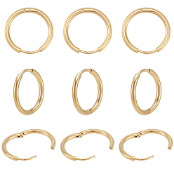 Golden 10 Pairs 304 Stainless Steel Huggie Hoop Earrings, Hypoallergenic Earrings, with 316 Surgical Stainless Steel Pins, Golden, 12 Gauge, 19x2mm, Pin: 1mm, Inner Diameter: 14mm