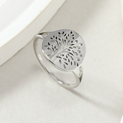 Нержавеющая Сталь Цвет Древо жизни 201 кольца для пальцев из нержавеющей стали, цвет нержавеющей стали, размер США 8 (18.1 мм)