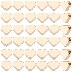 Настоящее золото 14K 80 латунные бусины шт., долговечный, сердце, реальный 14 k позолоченный, 6x7x3 мм, отверстие : 1.8 мм