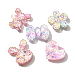 (52) Непрозрачная лаванда Фитинг из смолы, пайетки имеют много форм, разноцветные, 20~26.5x23.5~28x7~10 мм