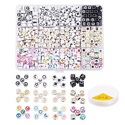 Mixed Color DIY Jewelry Making Kits, Including Flat Round & Cube Opaque & Craft Style Acrylic Beads and Crystal Thread, Mixed Color, Beads: 795~840pcs/set