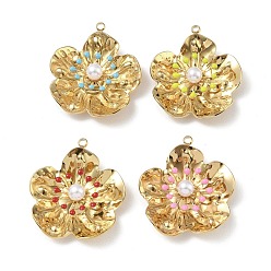 Золотой 304 нержавеющей стальной эмали подвески, с пластиковой бисера, , золотые, 30.5x27.5x8.5 мм, отверстие : 1.8 мм