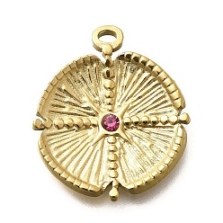 Золотой Ионное покрытие (ip) 304 подвески из нержавеющей стали, со стразами, текстура, золотые, 23x20x2.5 мм, отверстие : 2 мм