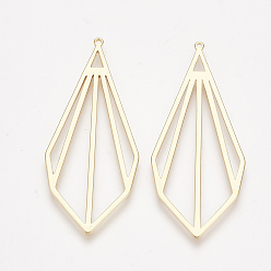 Настоящее золото 18K Латунные подвески, слеза, без никеля , реальный 18 k позолоченный, 47x20x1 мм, отверстие : 0.9 мм