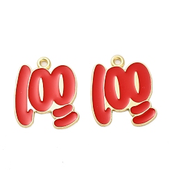 Красный Подвески из эмали и сплава, золотые, 100 очки очарования, красные, 23x19.5x1 мм, отверстие : 1.8 мм