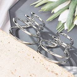 Платина Латунные серьги-каффы для женщин, многослойный с-образный, платина, 25.5x24x25 мм