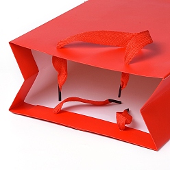 Red Kraft Paper Bags, with Handles, Gift Bags, Shopping Bags, Rectangle, Red, 28x20x10.1cm