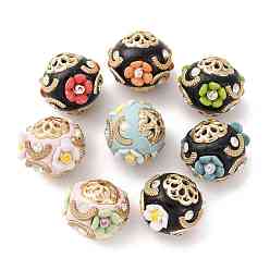 (52) Непрозрачная лаванда Круглые бусины из смолы ручной работы из Индонезии, со сплавочной фурнитурой со стразами, круглая с цветком, разноцветные, 20x19.5 мм, отверстие : 1.8 мм