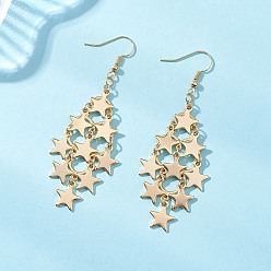 Золотой Star 304 из нержавеющей стали мотаться серьги, с  латунными крючками для серег, золотые, 75.5 мм