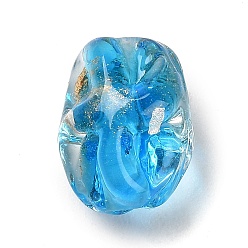 Темно-Голубой Бусины лэмпворк ручной работы с золотым песком, самородки, глубокое синее небо, 13.5x10x9 мм, отверстие : 1.6 мм