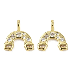 Прозрачный Латунные микро проложить кубического циркония подвески, без кадмия и без свинца, реальный 18 k позолоченный, радужные прелести, прозрачные, 15x14.5x2 мм, отверстие : 3.5x2 мм