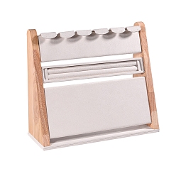 (404) Непрозрачное AB Кислое яблоко Деревянные серьги кольца ожерелья стеллажи, с бантиком, подставка для органайзера для ювелирных изделий, цветочный белый, 31.5x11.5x27.5 см