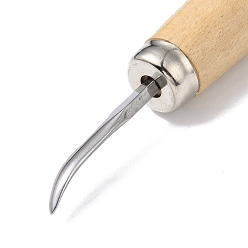 Stainless Steel Color Wood Burnisher Lifter for Diamond Gemstone Setting, with Curved Stainless Steel Head, Jewelry Embedding Tool, Stainless Steel Color, 15.5x2.45cm