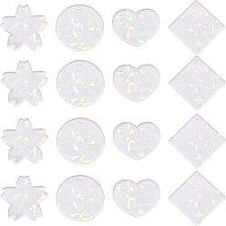 Разноцветный 16 шт 4 стиль прозрачные акриловые подвески, с блеском, лазер, для брелка, красочный, 49.5x49x2 мм, отверстие : 3 мм, 4 шт / стиль