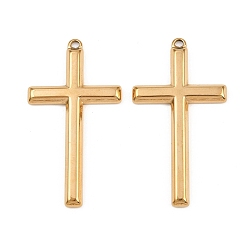 Настоящее золото 18K 304 подвески из нержавеющей стали, крест прелести, ионное покрытие (ip), реальный 18 k позолоченный, 41x22x3 мм, отверстие : 1.6 мм