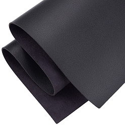 Черный ПВХ кожаная ткань, поделки товары для рукоделия, прямоугольные, чёрные, 603x331x1.5 мм